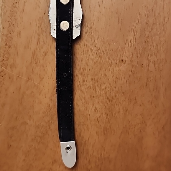 Bracelet: silver plates with leather bracelet - Picture 8 of 8